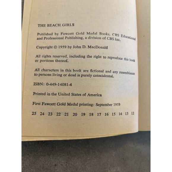 The Beach Girls By John Macdonald VTG 1959 1st Fawcett Gold Medal Printing PB - Picture 3 of 3